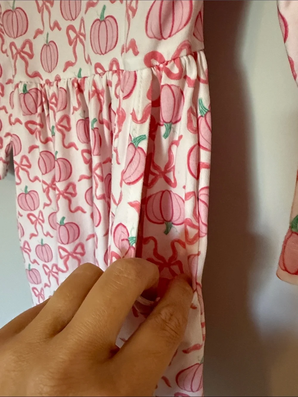 Ruffle Butts Toddler Girl Pink Pumpkin & Bow Long Sleeve Dress Size 3T Fall